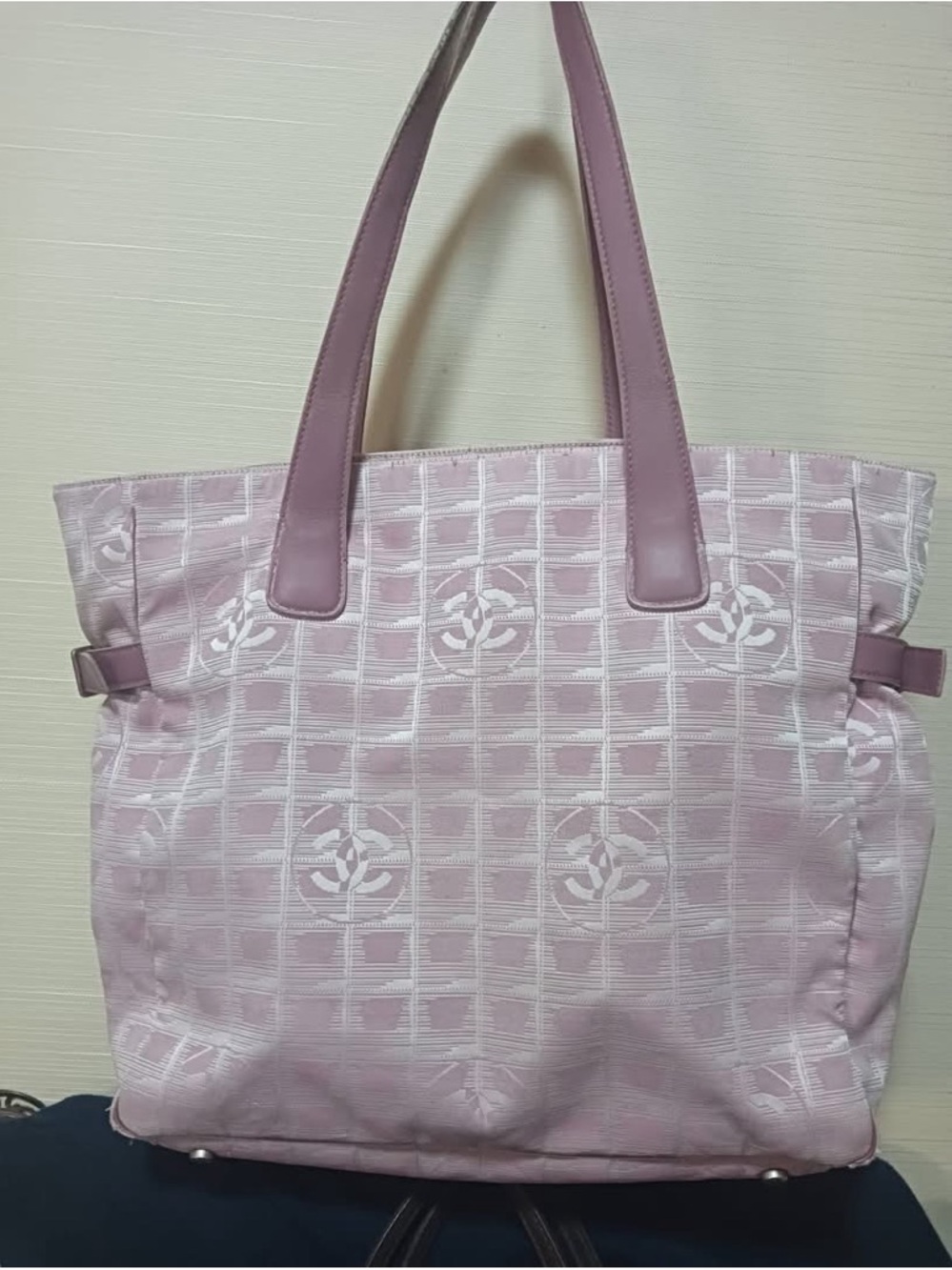 Pink Quilted Tote Bag with Embroidered Pattern